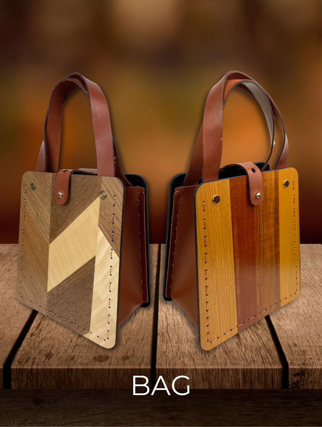 Malaysia made collection of laser crafted wood veneer bag 